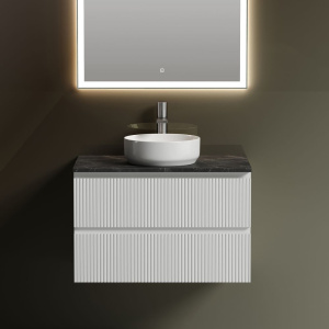 Тумба с раковиной Sancos Snob T 80 см, bianco, столешница черный мрамор, раковина CN6005 Тумба с раковиной Sancos Snob T 80 см, bianco, столешница черный мрамор, раковина CN6005