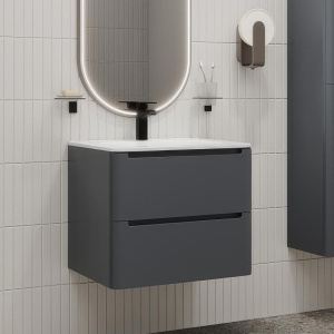 Тумба с раковиной IDDIS Edifice 60 подвесная, темно-серая