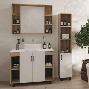 Мебель для ванной Grossman Флай 100 со столешницей, дуб сонома, белая