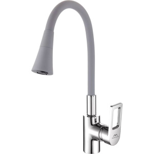 Смеситель для кухни Fashun A4253+B17 с гибким изливом, хром, серый