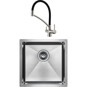 Комплект Мойка кухонная Paulmark Gerberg PM214444-BS брашированная нержавеющая сталь + Смеситель Siegen Si213111-NI с гибким изливом