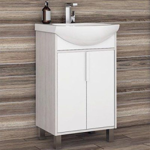 Тумба с раковиной AQUATON Рико 50 белая, ясень фабрик