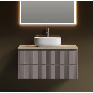 Тумба с раковиной Sancos Snob T 100 см, doha soft, столешница бежевая, раковина CN6018