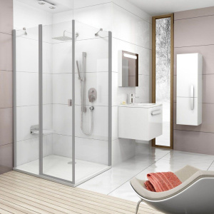 Душевой уголок Ravak Chrome CRV2-100+CPS-90 Transparent, профиль сатин Душевой уголок Ravak Chrome CRV2-100+CPS-90 Transparent, профиль сатин