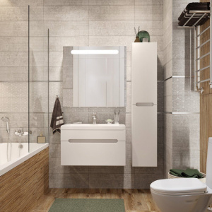 Мебель для ванной DIWO Коломна 80, подвесная, белая, российская (гарнитур, мебель)