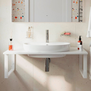 Столешница с раковиной DIWO Элиста 100 белый мрамор, с раковиной Самара 0116