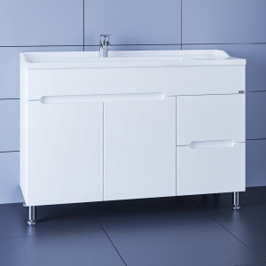 Тумба с раковиной СанТа Лондон 120 напольная, с 2 ящиками, с дверками