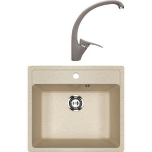 Комплект Мойка кухонная Ulgran U-104 -302 песочная + Смеситель U-001 -302 песочный Комплект Мойка кухонная Ulgran U-104 -302 песочная + Смеситель U-001 -302 песочный