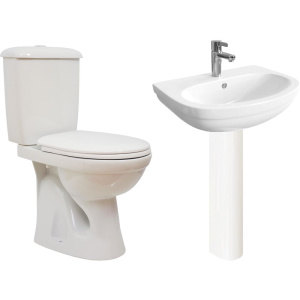 Комплект Унитаз-компакт Оскольская керамика Суперкомпакт Стандарт + Раковина DIWO Коломна + Пьедестал полукруг 0200 Комплект Унитаз-компакт Оскольская керамика Суперкомпакт Стандарт + Раковина DIWO Коломна + Пьедестал полукруг 0200