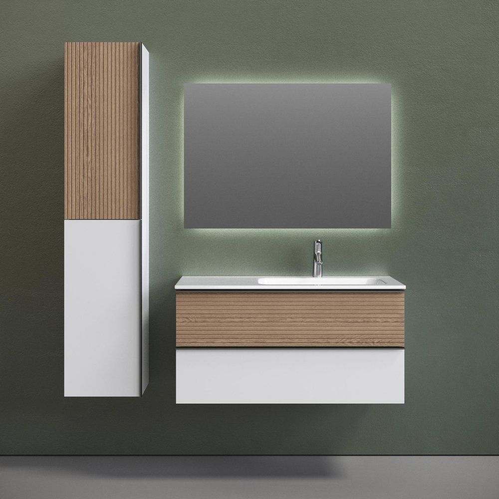 Мебель для ванной Sancos Delta 100 R дуб светлый, белый Мебель для ванной Sancos Delta 100 R дуб светлый, белый