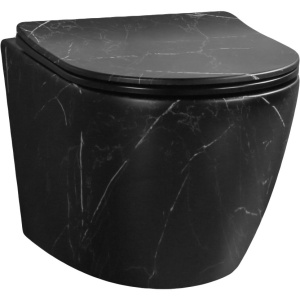 Унитаз подвесной Ceruttispa Sella Aria Tornado MMB CT9531 безободковый, с микролифтом, черный мрамор матовый