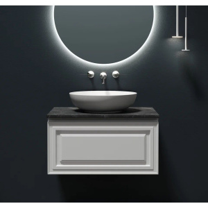 Тумба с раковиной Sancos Very 80 см, bianco, столешница черный мрамор, раковина CN6017MW Тумба с раковиной Sancos Very 80 см, bianco, столешница черный мрамор, раковина CN6017MW