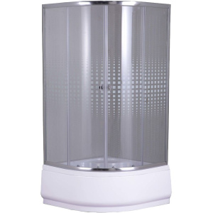 Душевой уголок Parly 9098 90x90, с поддоном, профиль хром, стекло прозрачное с узором