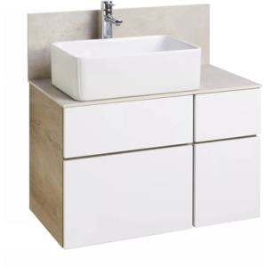 Тумба с раковиной Aquaton Мишель 100 1A2441K3MIX40 дуб эндгрейн, белая