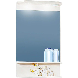 Зеркало Бриклаер Чили 55 светлая лиственница, с подсветкой и полкой Зеркало Бриклаер Чили 55 светлая лиственница, с подсветкой и полкой