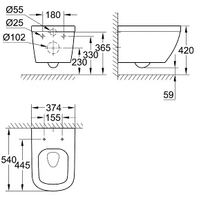 Унитаз подвесной Grohe Euro Ceramic 39328000 безободковый