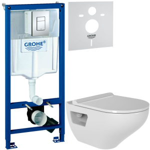 Комплект Унитаз подвесной Bien Ion безободковый, с биде + Инсталляция Grohe Rapid SL 38772001 3 в 1 с кнопкой смыва + Шумоизоляция