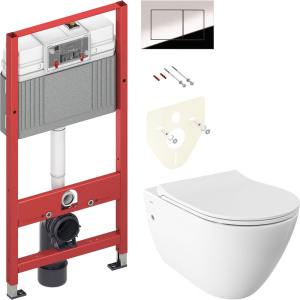 Комплект Унитаз подвесной BOCCHI Venezia 1295-001-0129 белый + Крышка A0336-001 с микролифтом, глянцевая белая + Инсталляция TECE Now 9400412 4 в 1 с кнопкой смыва