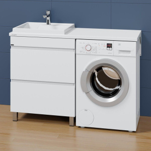 Тумба с раковиной СаНта Марс 69 L напольная, с ящиками, для стиральной машины