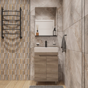 Мебель для ванной DIWO Воронеж 60 напольная, ореховый дубослив, с сифоном