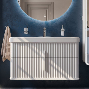 Тумба с раковиной STWORKI Молде 95 белая, с сифоном