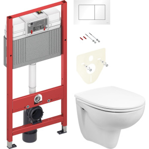 Комплект Унитаз подвесной Wanfald Lauta 47302100005 белый + Инсталляция TECE Base 9400413 4 в 1 с кнопкой смыва