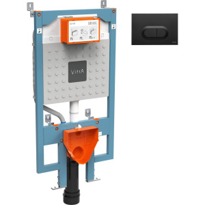 Система инсталляции для унитазов VitrA V8 768-5800-01 с кнопкой смыва 740-0511 черной матовой Система инсталляции для унитазов VitrA V8 768-5800-01 с кнопкой смыва 740-0511 черной матовой