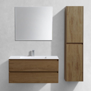 Мебель для ванной Vincea Luka 100, 2 ящика, дуб табак, с белой раковиной