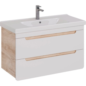 Тумба с раковиной Lemark Olivia 100 дуб кантри, белая глянцевая, раковина Гармония Тумба с раковиной Lemark Olivia 100 дуб кантри, белая глянцевая, раковина Гармония