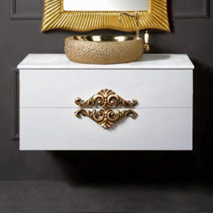Тумба с раковиной Armadi Art NeoArt 100 белая с ручками золото
