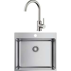 Комплект Мойка кухонная Omoikiri Amadare 55-IN + Смеситель Shinagawa BN нержавеющая сталь