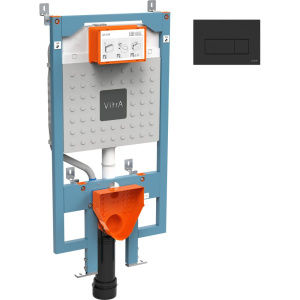 Система инсталляции для унитазов VitrA V8 768-5800-01 с кнопкой смыва Root Square 740-2311 черной матовой Система инсталляции для унитазов VitrA V8 768-5800-01 с кнопкой смыва Root Square 740-2311 черной матовой