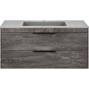 Тумба с раковиной Vincea Chiara 2D 100, 2 ящика, камень, с серой раковиной