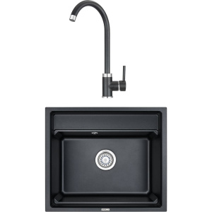 Комплект Мойка кухонная Granula Kitchen Space 6003, шварц + Смеситель 2125, шварц Комплект Мойка кухонная Granula Kitchen Space 6003, шварц + Смеситель 2125, шварц