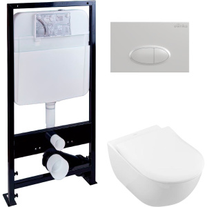 Комплект Унитаз подвесной Villeroy & Boch Subway 2.0 5614R201 alpin + Инсталляция EWRIKA ProLT 0026-2020 + Кнопка 0052 белая