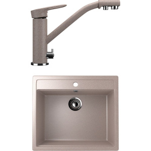 Комплект Мойка кухонная Ulgran U-104 -302 песочная + Смеситель U-010 -302 песочный Комплект Мойка кухонная Ulgran U-104 -302 песочная + Смеситель U-010 -302 песочный