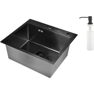 Мойка кухонная Wisent 6045B с PVD покрытием, с дозатором, графит