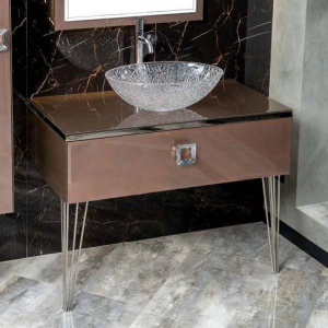 Тумба с раковиной Armadi Art Lucido 100 лиловая, раковина 813, ножки хром