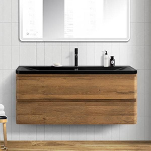 Тумба с раковиной BelBagno Albano 120 подвесная, rovere rustico, черная матовая раковина