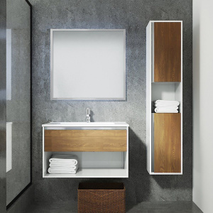 Мебель для ванной Sanvit Контур 80 белый глянец/манзония кофейная Мебель для ванной Sanvit Контур 80 белый глянец/манзония кофейная