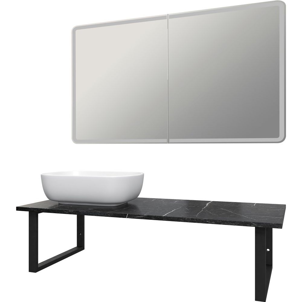 Купить Мебель для ванной DIWO Элиста 120 чёрный мрамор, с раковиной Moduo 50 Square (комплект, гарнитур) в Москве с доставкой Мебель для ванной DIWO Элиста 120 чёрный мрамор, с раковиной Moduo 50 Square (комплект, гарнитур)