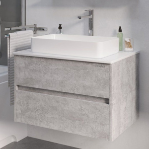 Тумба с раковиной Grossman Эдванс 80 цемент светлый, раковина GR-3031