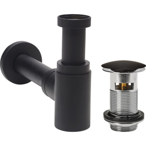 Комплект Wirquin Lineis 30722857 черный с донным клапаном 30722855, с переливом