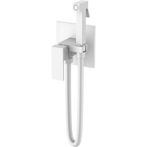 Гигиенический душ Boheme Qubic 477-MW со смесителем, С ВНУТРЕННЕЙ ЧАСТЬЮ, matt white