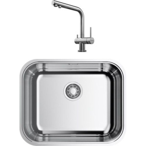 Комплект Мойка кухонная Omoikiri Omi 54-U/IF-IN нержавеющая сталь + Смеситель Nagano BN нержавеющая сталь
