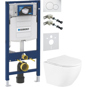 Комплект Унитаз подвесной BelBagno Uno + Крепления Geberit Duofix 111.815.00.1 к стене + Шумоизоляция + Инсталляция UP 320 111.300.00.5 + Кнопка Sigma 01 115.770.11.5 белая