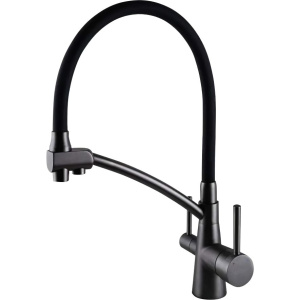 Смеситель для кухни Gappo G4398-19 с гибким изливом, оружейная сталь