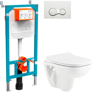 Комплект Унитаз подвесной Seramiksan Petite A101002H + Система инсталляции для унитазов VitrA 800-2009 с кнопкой смыва, белая