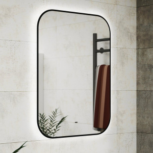 Зеркало Bauedge Black Rand 60х80, с подсветкой, сенсорное, черное