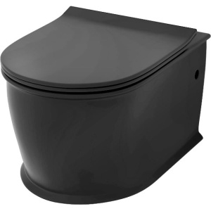 Унитаз подвесной Grossman Retro GR-4482BMS безободковый, с микролифтом, черный матовый Унитаз подвесной Grossman Retro GR-4482BMS безободковый, с микролифтом, черный матовый